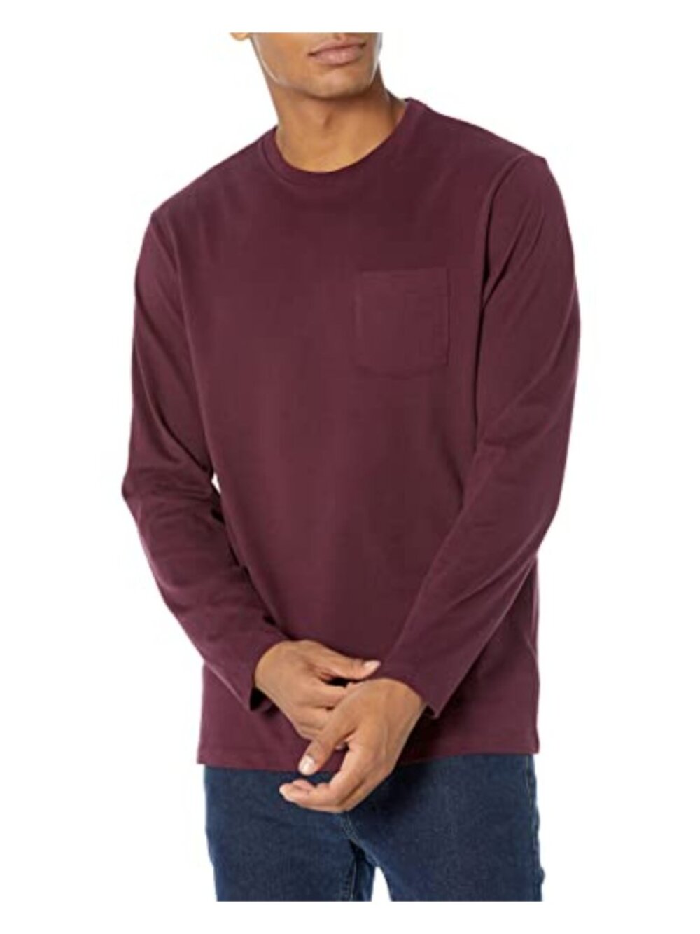 Men's Regular-Fit Long-Sleeve Cotton Crewneck T-Shirt Casual Daily Wear
